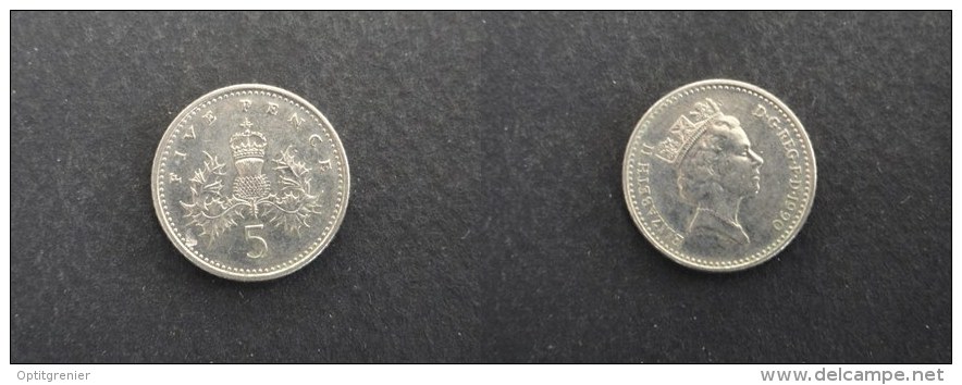 1990 - 5 PENCE GRANDE-BRETAGNE - ANGLETERRE - GREAT BRITAIN - ENGLAND - 5 Pence & 5 New Pence