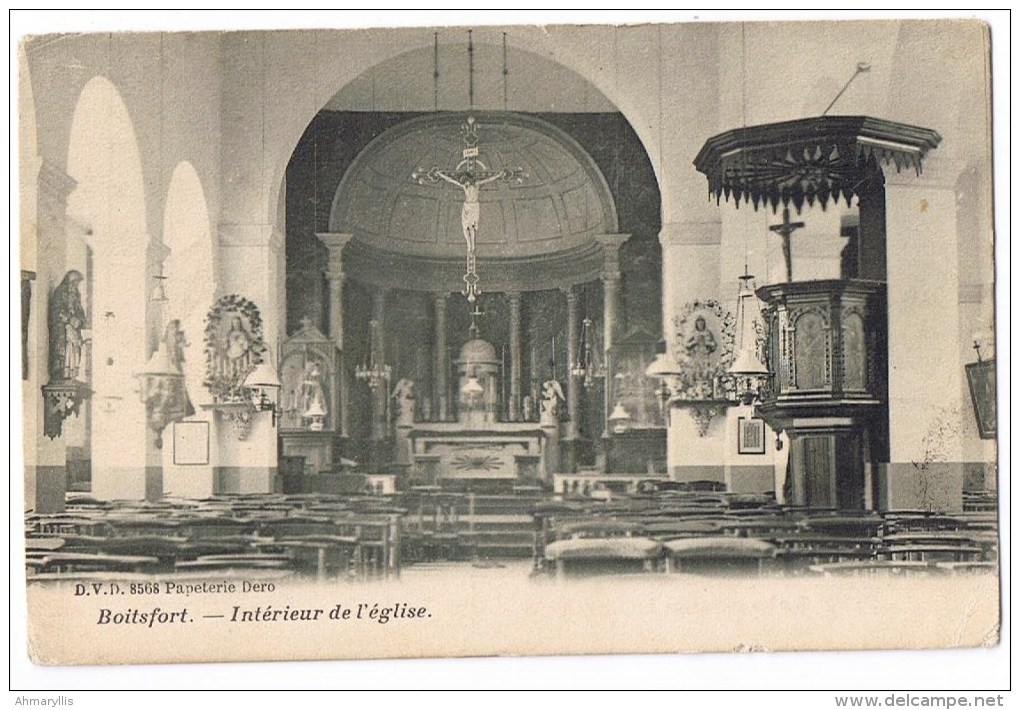 Watermael Watermaal Boitsfort Boisfort Bosvoorde église Saint Hubert Intérieur D V D 8568 Dero 1910 Cachet Verviers - Watermael-Boitsfort - Watermaal-Bosvoorde