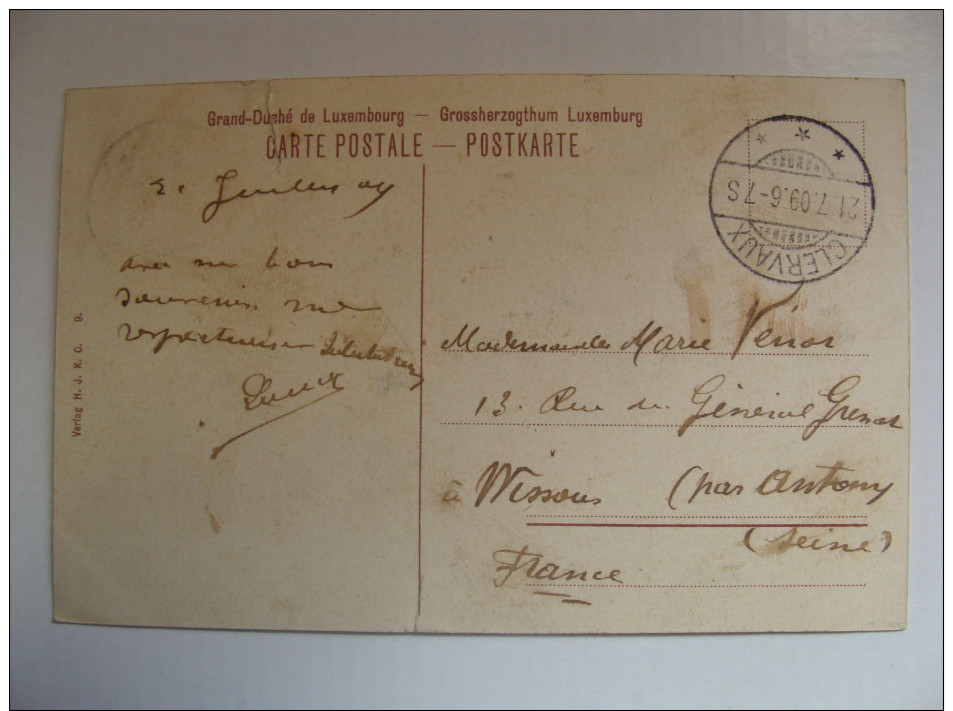 MARCOPHILIE Sur CPA LUXEMBOURG Timbre Vert 5c CLERVAUX 1909 - 1907-24 Ecusson