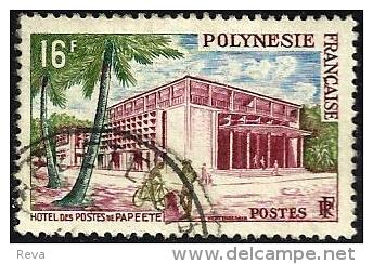 POLYNESIE FRANCAISE HOTEL DES POSTES DE PAPEETE 16 FRANCS STAMP ISSUED1960's(?) SG10 USEDLH PMK LEFT READ DESCRIPTION !! - Gebraucht