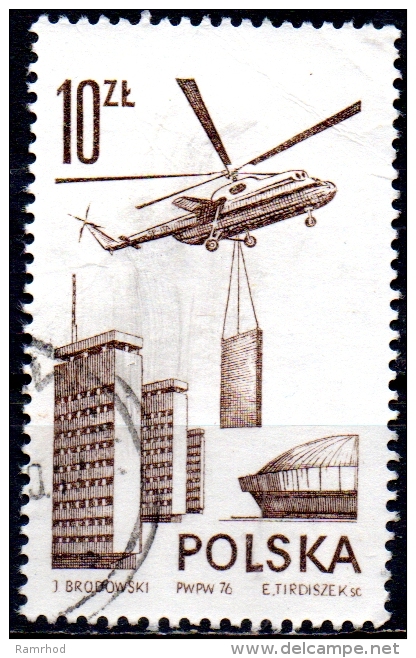 POLAND 1976 Air. Contemporary Aviation - 10z  Mil Mi-6 Helicopter   FU - Usados