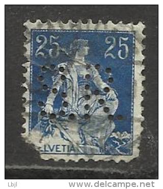 HELVETIA , SUISSE , 25 C , Perforé Perfin : " S.R. " , 1907 - 1917 , N° Y&T 120 - Gezähnt (perforiert)