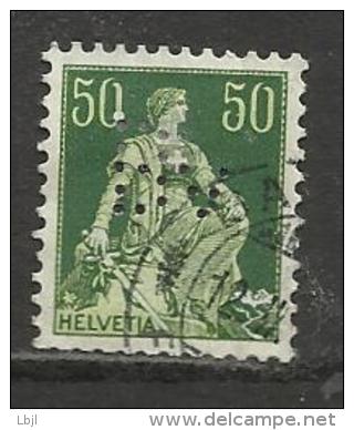 HELVETIA , SUISSE , 50 C , Perforé Perfin : " Bv " , 1907 - 1917 , N° Y&T 124 - Perforés