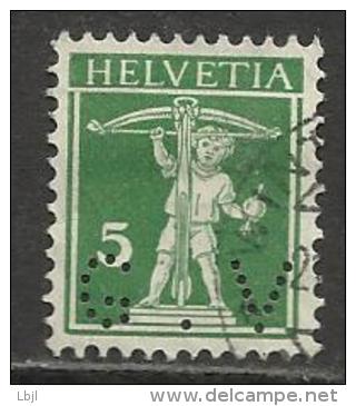 HELVETIA , SUISSE , 5 C , Perforé Perfin : " G . V " , 1910 , N° Y&T 136 - Perforés