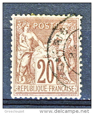 Francia 1876 - 78 Sage Tipo I Y&T N. 67 C. 20 Bruno Lilla  Usato - 1876-1878 Sage (Type I)