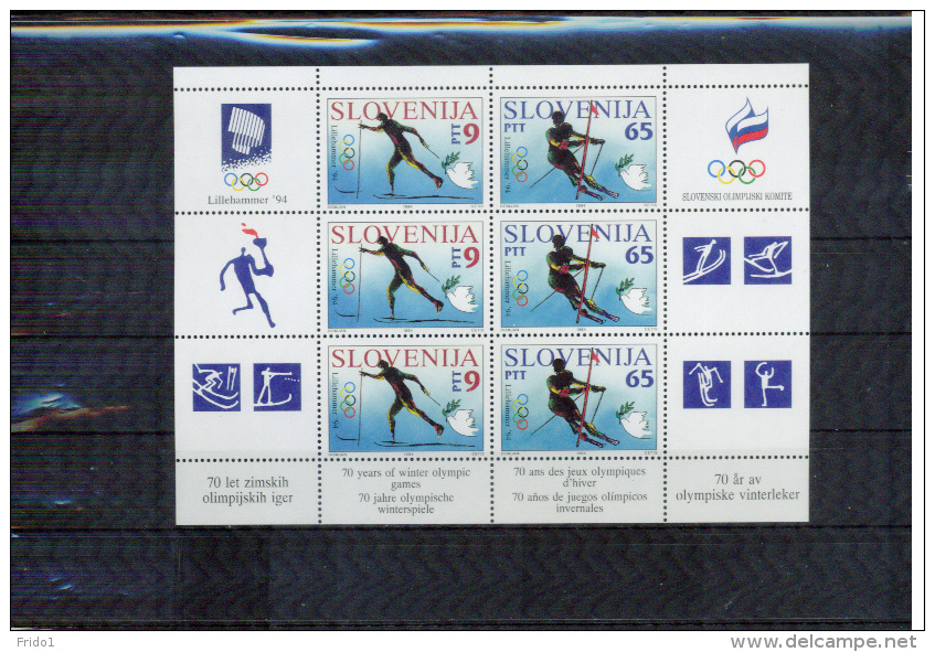 Slowenien / Slovenia 1994 Olympic Games Lillehammer Kleinbogen / Sheet Postfrisch / MNH - Hiver 1994: Lillehammer