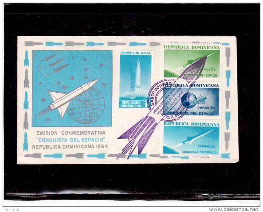 TEM8436  -    REP. DOMINICANA      /     FDC 28.6.1964   " CONQUISTA DEL ESPACIO " - South America