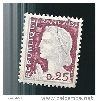 N° 1263 Marianne De Decaris 0.25 1960 France  Oblitéré Décalage - 1960 Maríanne De Decaris