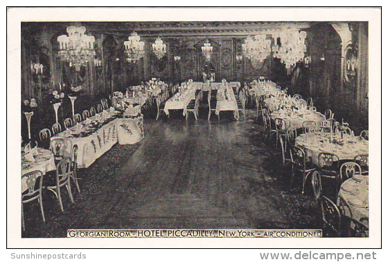 New York City Interior Georgian Room Piccadilly Hotel 1945 - Wirtschaften, Hotels & Restaurants