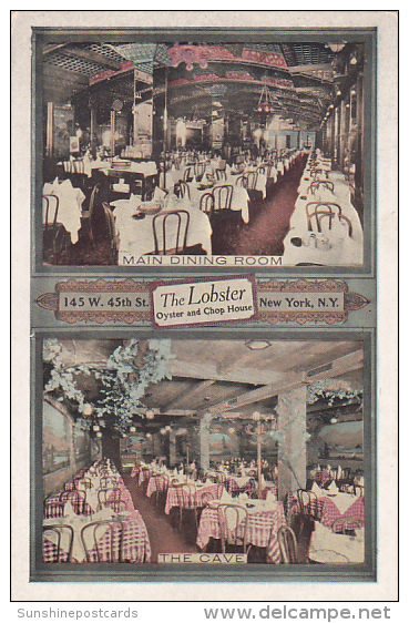 New York City Interior Main Dining Room And The Cave The Lobster Restaurant Oyster And Chop House 1951 - Cafés, Hôtels & Restaurants