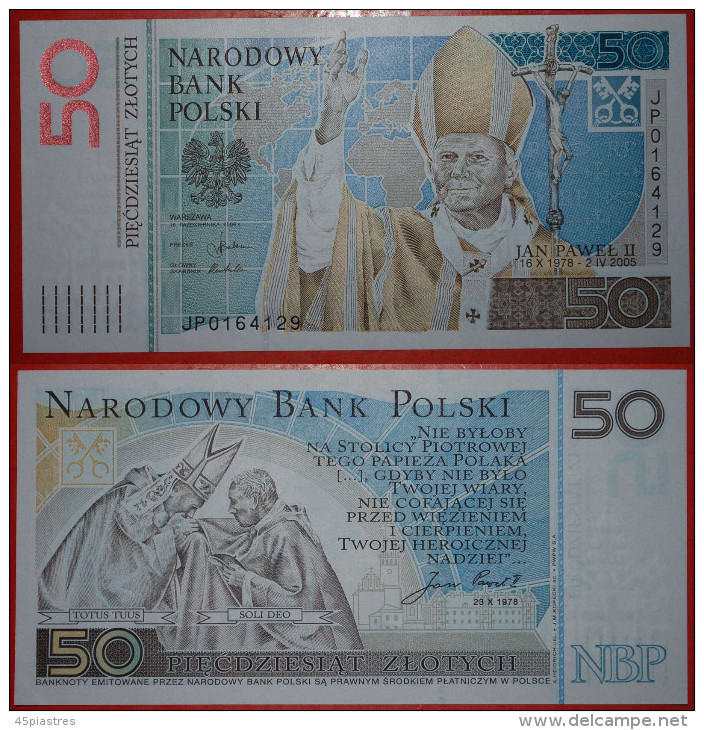 * JOHN PAUL II (1978-2005) POLAND 50 ZLOTY 2006. UNCOMMON! UNC! CRISP!  LOW STARTNO RESERVE! - Poland