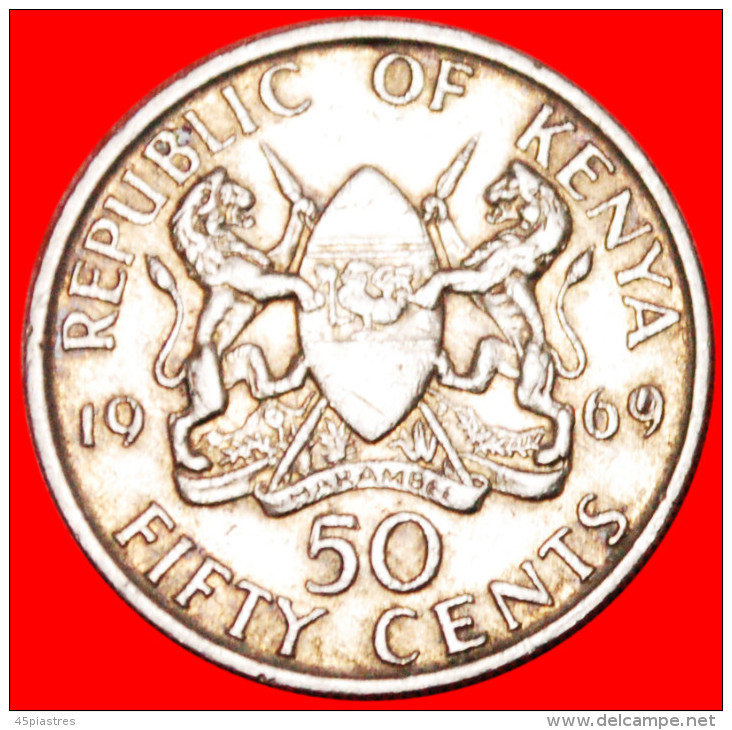 * 2 SOLD WITH LEGEND  KENYA 50 CENTS 1969! LOW STARTNO RESERVE! - Kenia