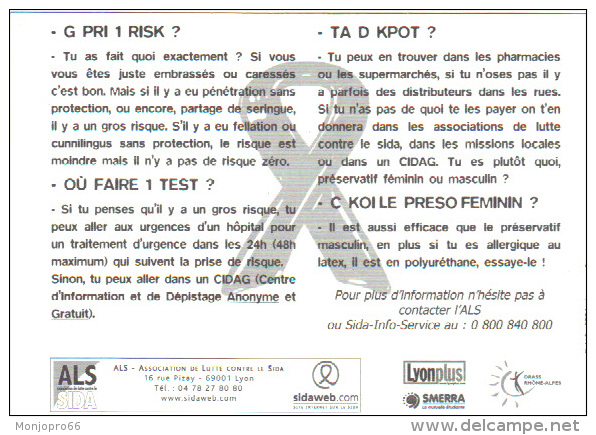 Lot N° 188 De 6 Cartes Publicitaires Recto Verso - 6 ALS (Association De Lutte Contre Le Sida)  - Frais D’envoi Compris - Altri & Non Classificati