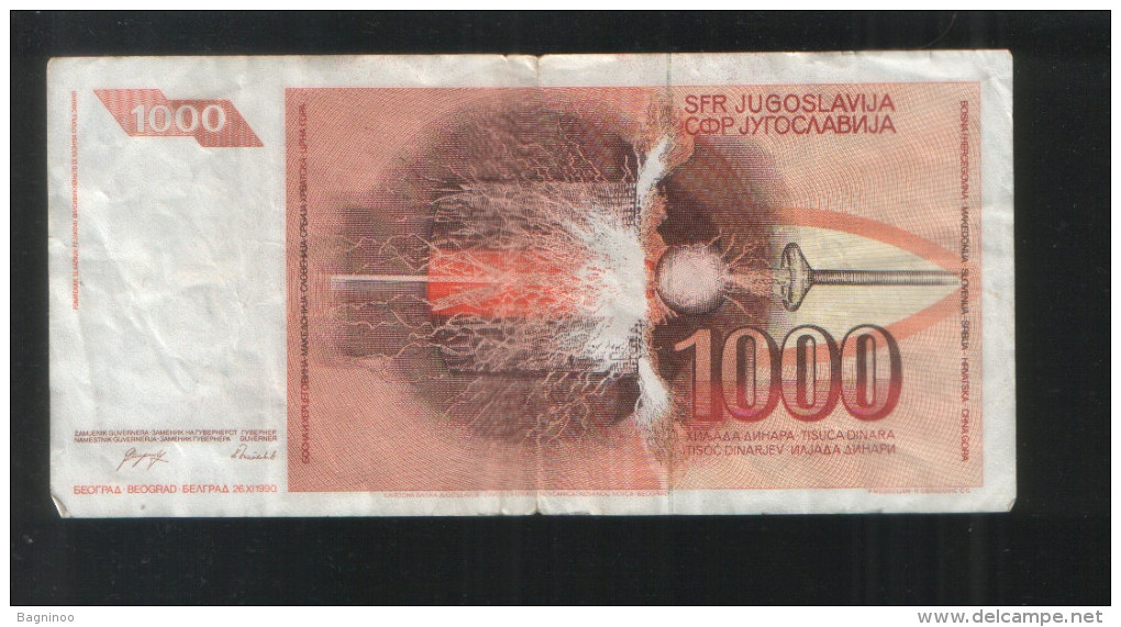 YUGOSLAVIA  1000 Dinara 1990 - Yugoslavia