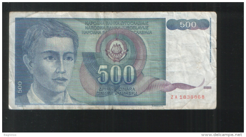 YUGOSLAVIA  500 Dinara 1990 - Yugoslavia
