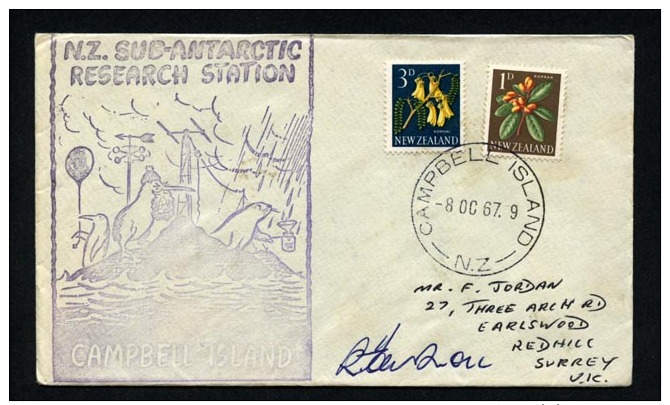 New Zealand 1964 Cover NZ Sub Antarctic Research Station Campbell Island (D243) - Storia Postale