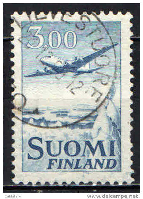 FINLANDIA - 1958 - AEREO IN VOLO (SENZA LETTERE MK) - Oblitérés