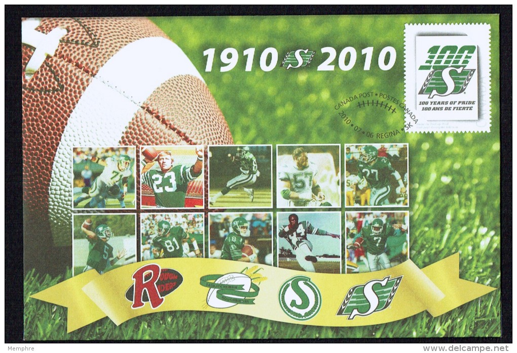 2010  Canda Post  Commemorative Enveloppe  Regina Roughriders Football Club   Unitrade S84 - Enveloppes Commémoratives