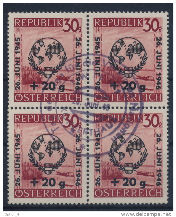 °Austria 1946 ANK 775 Mi 771 Block Of 4 Sonderstempel Special Postmark UNO Vereinte Nationen Used - Used Stamps
