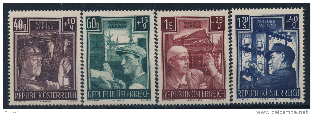 **Österreich Austria 1951 ANK 977-80 Mi 960-63 (4) Wiederaufbau Rebuilding Worker Mining Bridge MNH - Ungebraucht