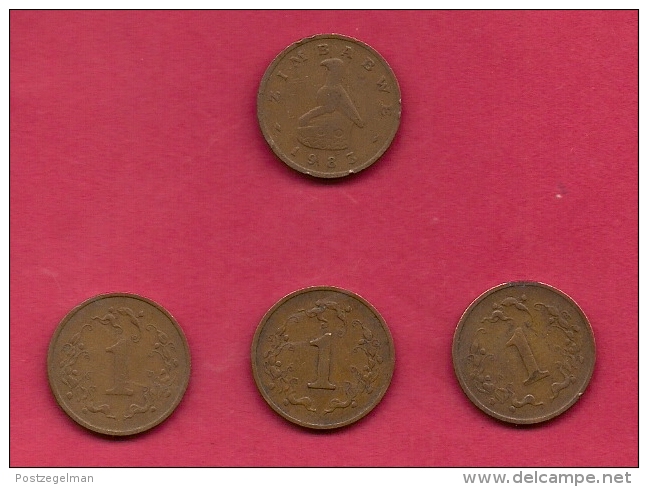 ZIMBABWE, 1983, 4 Off, Nicely Used Coins 1 Cent KM1 C2724 - Zimbabwe