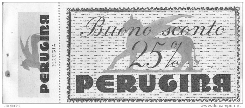 03303 "PERUGINA - BUONO D'ACQUISTO CON SCONTI A SOCI TOURING CLUB ITALIA 1946 / 1947". COUPON ORIGINALE. - Pubblicitari