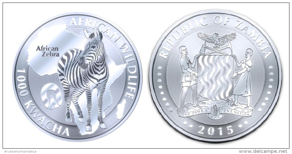 ZAMBIA  1.000  KWACHA    2.015  2015   "ZEBRA"  PLATA / SILVER   SC/UNC   T-DL-11.282 - Zambie