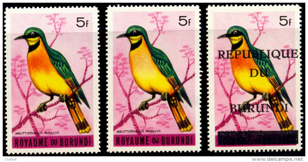 A6-371-LITTLE BEE EATER-BURUNDI-1965-WITH OVERPRINT-MNH - Pics & Grimpeurs