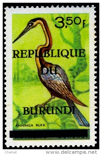 A6-372-BIRDS-AFRICAN DARETER- BURUNDI-1965-OVERPRINT-MNH - Marine Web-footed Birds