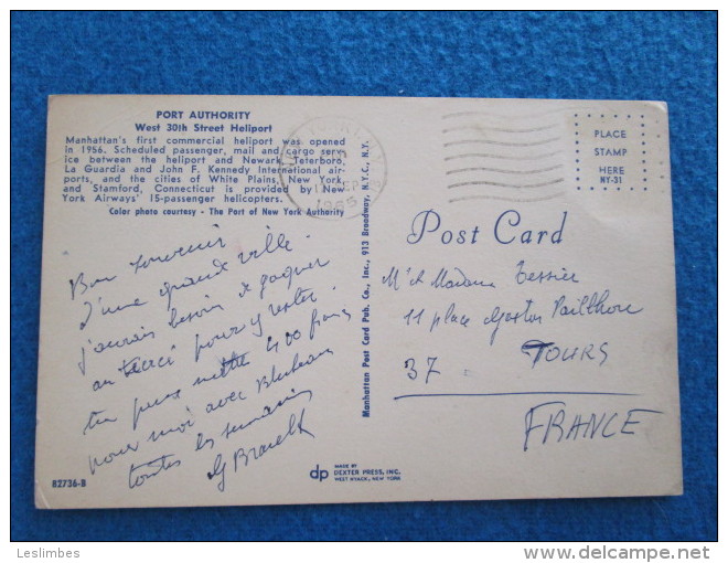 Port Authority. West 30th Street Heliport. Manhattan's First Opened In 1956. Dexter Press 82736-B Voyage 1965. - Trasporti