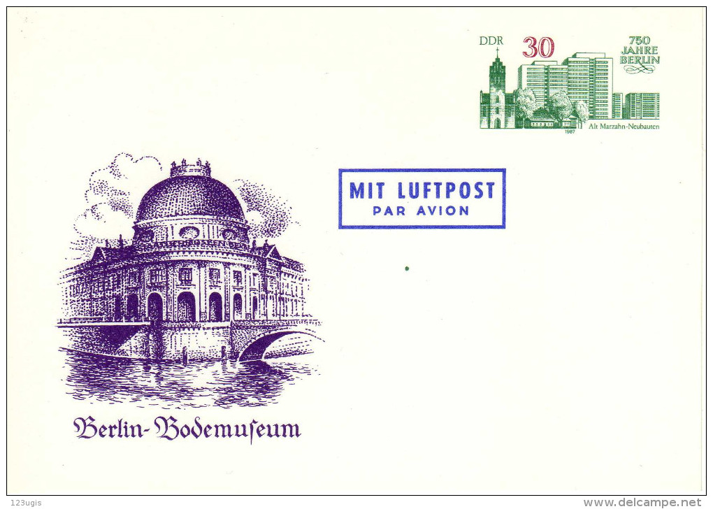 DDR, Ganzsache 1987 Mi P 97 *, 750 Jahre Berlin, Luftpost / Flugpost / Air Mail [120415KIII] - Cartes Postales - Neuves