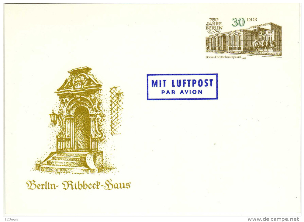 DDR, Ganzsache 1987 Mi P 98 *, 750 Jahre Berlin, Luftpost / Flugpost / Air Mail [120415KIII] - Cartes Postales - Neuves