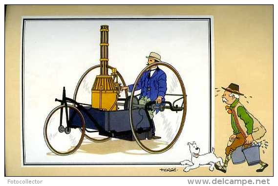 Tintin Voir Et Savoir Automobile : Tricycle à Vapeur De Pecori 1891 Par Hergé - Auto's