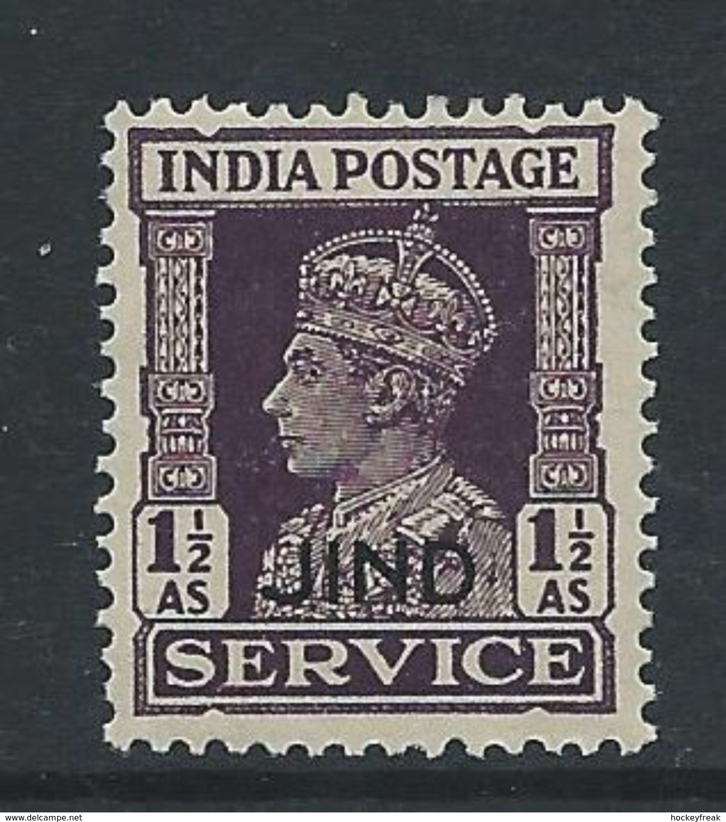 Indian States, Jind 1942 - 1½a Dull Violet Official SGO78 MNH Cat £9 SG2020 - See Full Description Below - Jhind