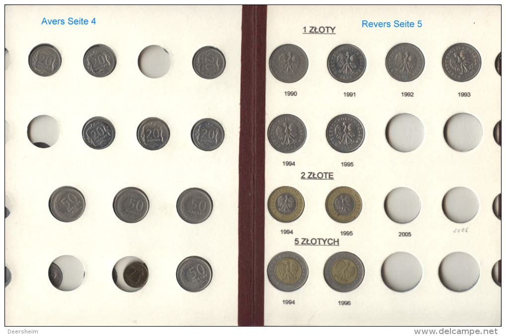 Polen Kleine Sammlung Kursmünzen 1 Grosz Bis 5 Zloty (Schön 282 Bis 290) Im Album; 85 Verschiedene - Pologne