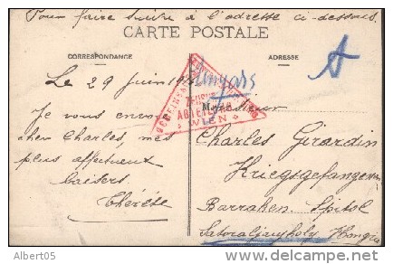 Autriche - Marque De Censure (Zensur) Wien Sur Une Carte Pour La Hongrie ? CPA Saint Dié - Errors & Oddities