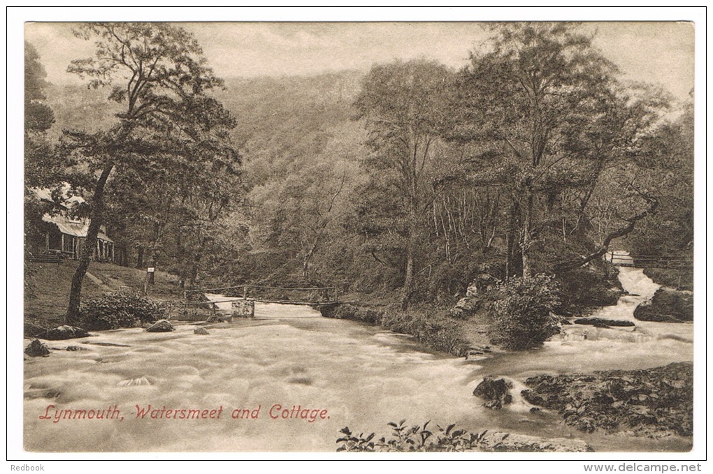 RB 1031 - Early Postcard -  Lynmouth Devon -  Watersmeet &amp; Cottage - Lynmouth & Lynton