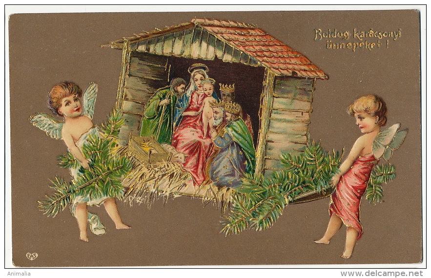 Angelot Gaufrée  Noel  Creche Rois Mages Cupid Angels Christmas  Creche Nativity  Embossed - Anges