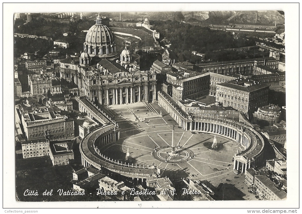 Cp, Citta Del Vaticano, Piazza E Basilica Di S. Pietro, Voyagée 1947 - Vaticano (Ciudad Del)