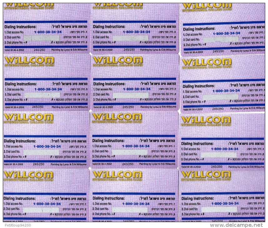 CARTES  PREPAYEES   ISRAEL  WILLCOM  Signes Du Zodiaque  Signs Of Zodiac   (lot De 12)  ******6 - Israel