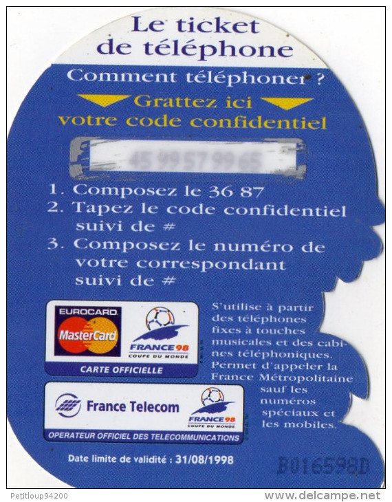 TICKET TELEPHONE  FRANCE TELECOM  Footix 3mn - FT Tickets