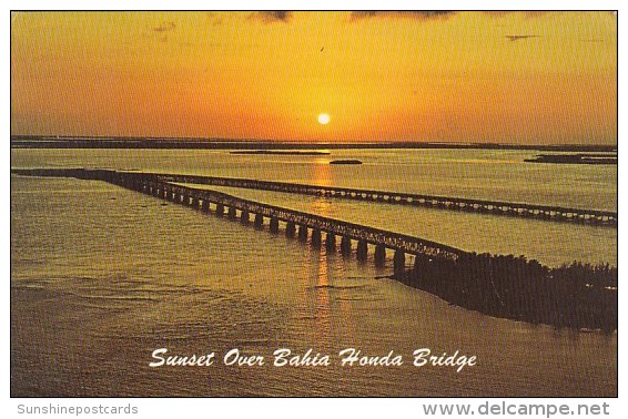Sunset Over Bahia Honda Bridge A Spectacular View From The Air Fabulous Florida Keys Florida 1977 - Key West & The Keys