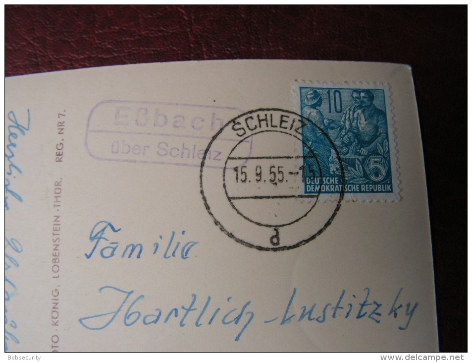 == Ziegenrück, Landpoststempel Eßbach über Schleiz 1955 - Ziegenrück