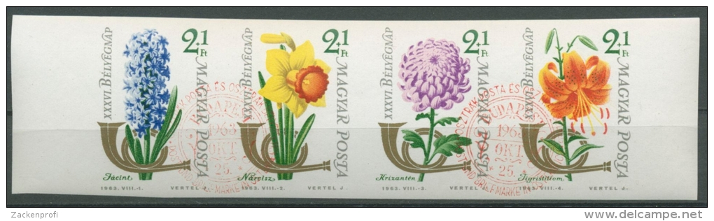 Ungarn 1963 Tag D.Briefmarke Blumen 1967/70 ZD B Gestempelt Geschnitten (C92785) - Gebraucht