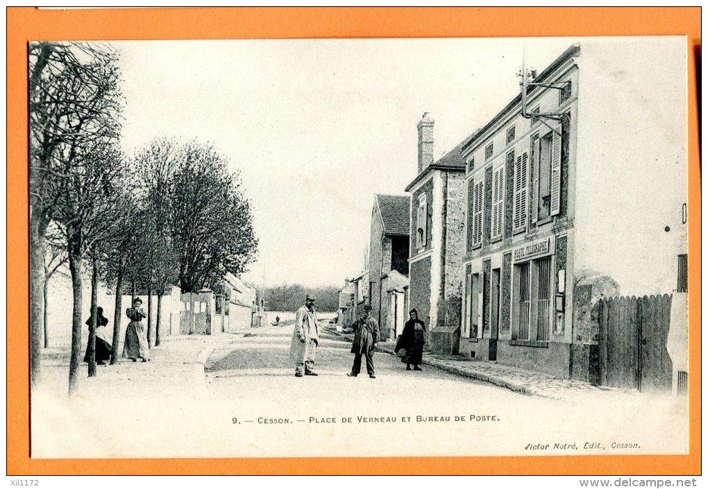 MN2-20  Cesson Facteur Et Bureau De Poste, Place Verneau, Postes Télégraphes, ANIME. Précurseur. Non Circulé - Cesson