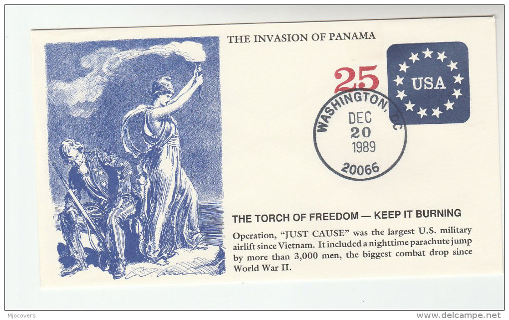 20 Dec 1989 INVASION Of PANAMA COVER Largest MILITARY AIRLIFT Since Vietnam Postal Stationery Usa Stamps Aviation Event - Militaria