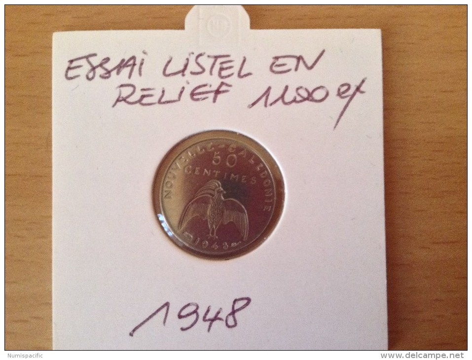 Pièce De 50 Cts ESSAI Listel En Relief De Nouvelle Calédonie Année 1948 !! - Nouvelle-Calédonie