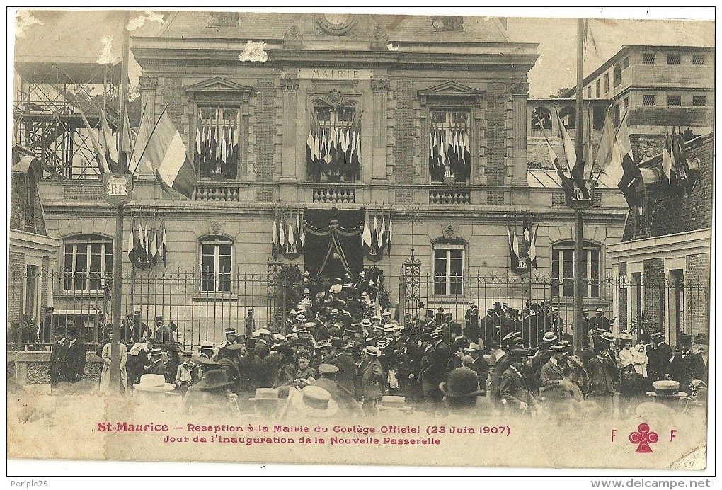 St MAURICE.  Inauguration De La Nouvelle Passerelle.  ( 23 Juin 1907 ) Cortège Officiel à La Mairie. - Saint Maurice