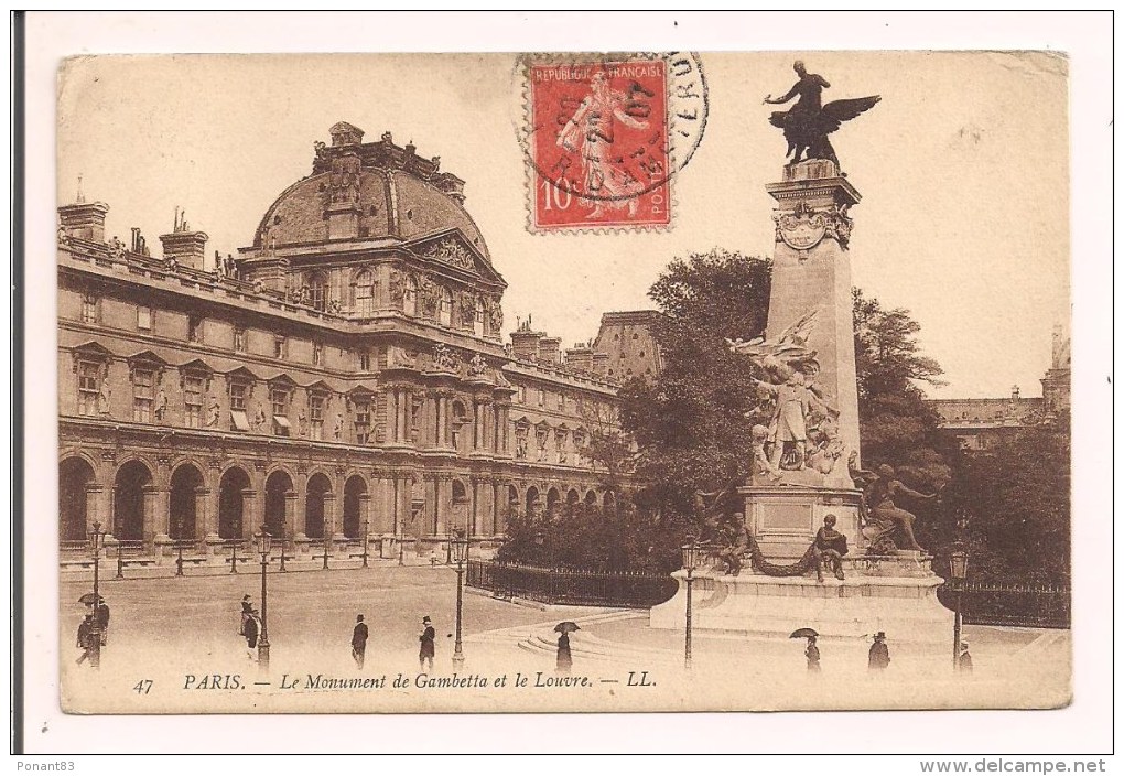 ** 75 : PARIS :le Monument De Gambetta Et Le Louvre - Statue De 1888 Déposée En 1954 - Act Dans Le 20è Arrdt - - Statuen