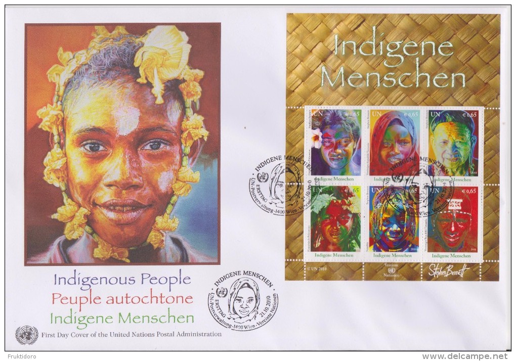 United Nations FDC Block 29 Indigenous Peoples Polynesia - Tanzania - Malaysia - Namibia - 2010 - FDC